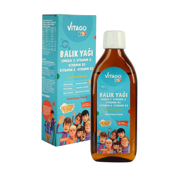 VİTAGO Kids Rafadan Tayfa Balık Yağı Omega 3 Vitamin A D3 E K2 Içeren 150 ml Şurup