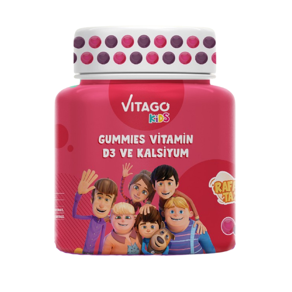 VİTAGO Kids Rafadan Tayfa Gummies Vitamin D3, Kalsiyum İçeren Çiğnenebilir Form Takviye Edici Gıda 30 Adet