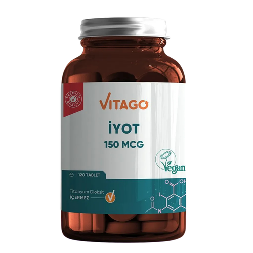 VİTAGO Premium Vegan İyot 150 MCG İçeren Tablet Takviye Edici Gıda 120'li