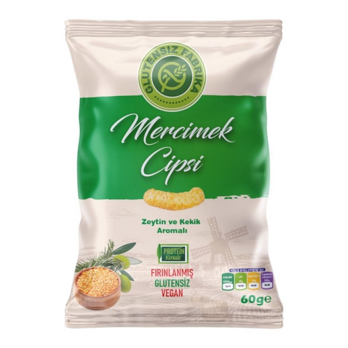 GLUTENSİZ FABRİKA Zeytin ve Kekik Aromalı Mercimek Cipsi 60g