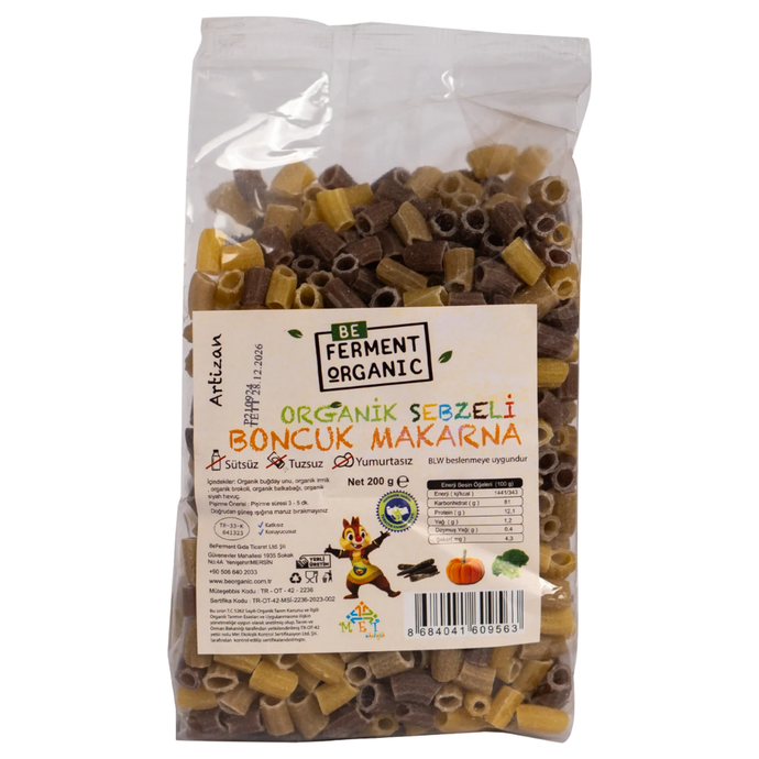 BEFERMENT Sebzeli Organik Boncuk Makarna 450g