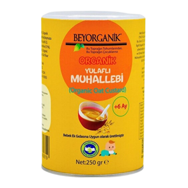 BEYORGANİK Bebek Ek Gıdası Organik Keçiboynuzlu-Yulaflı Muhallebi +6 Ay( 350g)