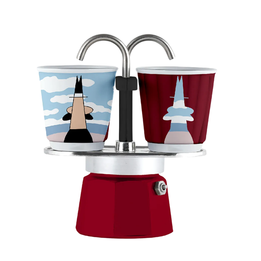 BİALETTİ Mini Express Mokapot Magrite + 2 Espresso Fincanı