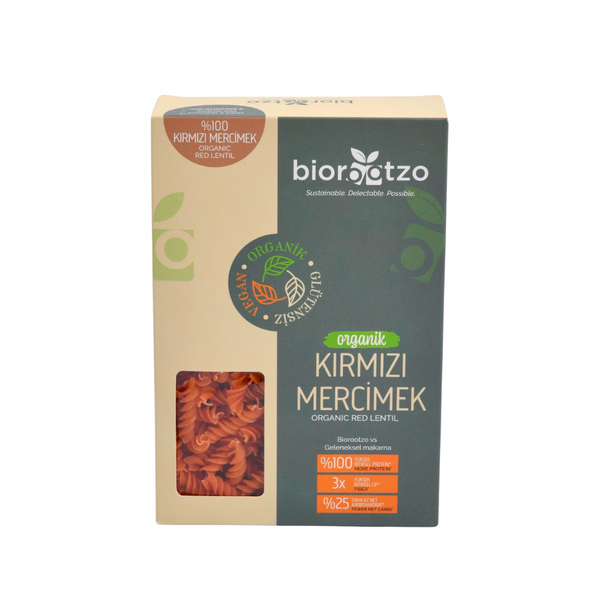 BİOROOTZO Kırmızı Mercimek Fusilli Burgu Makarna 200g