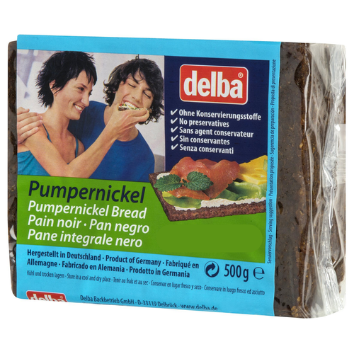 DELBA Pumpernickel Tam Tahıllı Siyah Çavdar Ekmeği 500g