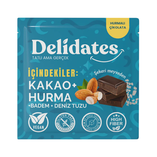 DELİDATES Bademli Deniz Tuzlu Hurmalı Çikolata 40g