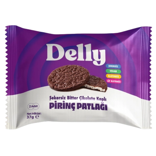 DELLY Şekersiz Çikolata Kaplı Pirinç Patlağı 37g