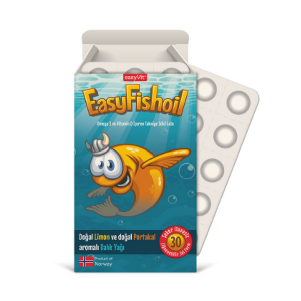 EASYFISHOIL Çocuk Omega 3 Portakal Aromalı 30 Çiğneme Tablet