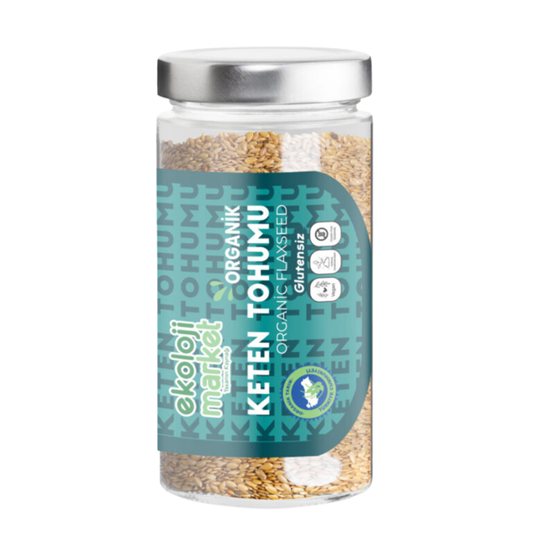 EKOLOJİ MARKET Glutensiz Organik Keten Tohumu Kavanoz 300g