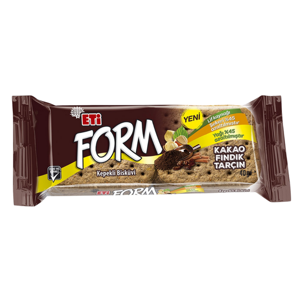 ETİ Form Kakaolu Fındıklı Kepekli Bisküvi 40g