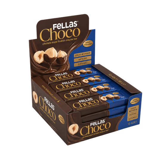 FELLAS Choco Çikolata Kaplı Meyve Bar Fındıklı 35g x 12 Adet