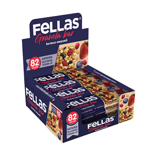 FELLAS Kırmızı Meyveli Granola Bar 23g x 12 Adet