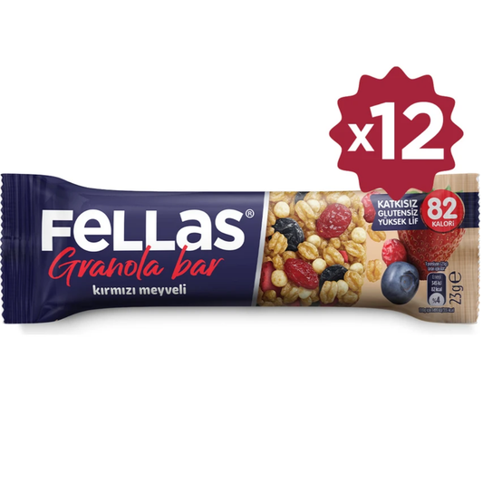 FELLAS Kırmızı Meyveli Granola Bar 23g x 12 Adet