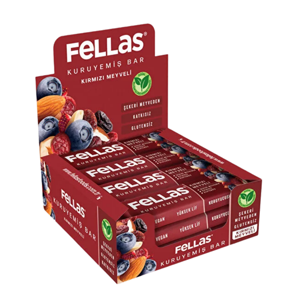FELLAS Kırmızı Meyveli Kuruyemiş Bar 30g x 12 Adet