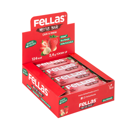 FELLAS Meyve Bar - Çilekli ve Fındıklı 35g x 12 Adet