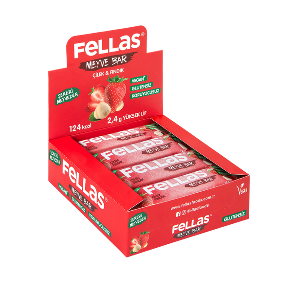 FELLAS Meyve Bar - Çilekli ve Fındıklı 35g x 12 Adet
