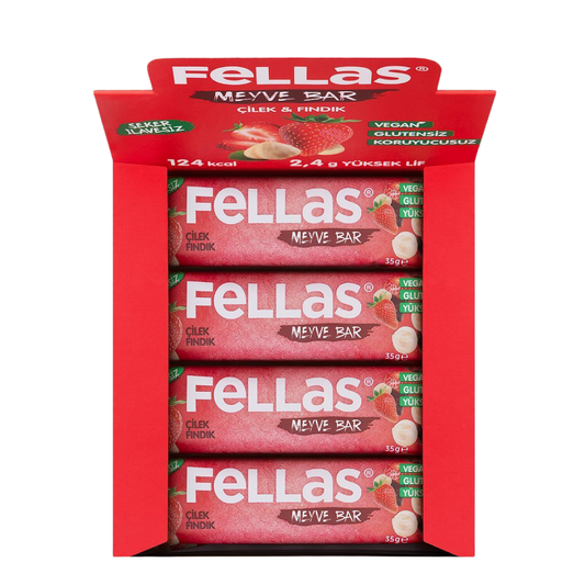 FELLAS Meyve Bar - Çilekli ve Fındıklı 35g x 12 Adet