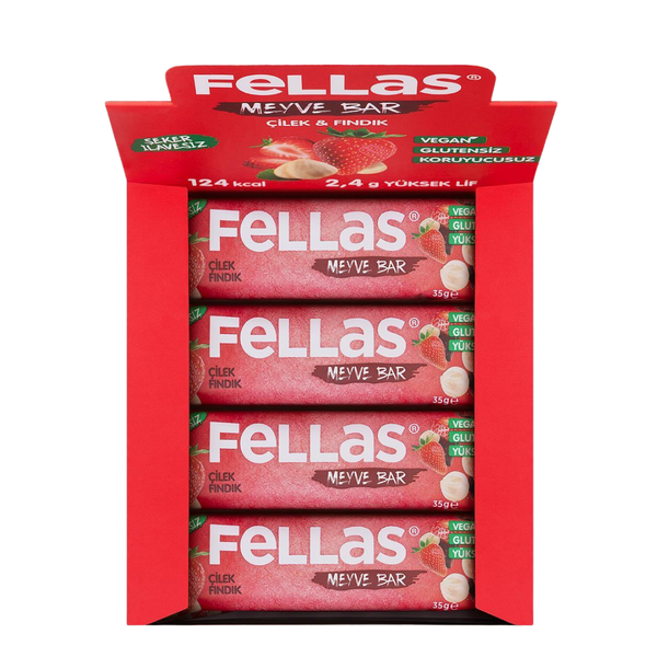 FELLAS Meyve Bar - Çilekli ve Fındıklı 35g x 12 Adet