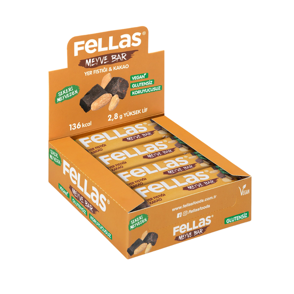 FELLAS Meyve Bar - Yer Fıstığı ve Kakaolu 35g x 12 Adet