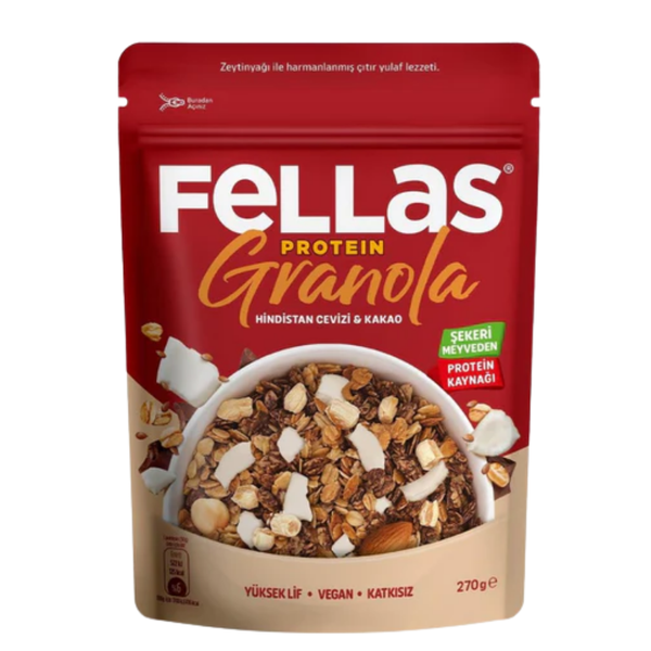 FELLAS Vegan Protein Granola - Hindistan Cevizi & Kakao 270g