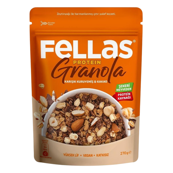FELLAS Karışık Kuruyemiş Kakao Protein Granola 270g