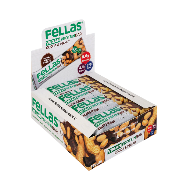 FELLAS Vegan Protein Bar Yer Fıstığı ve Kakaolu 40g x 12 Adet
