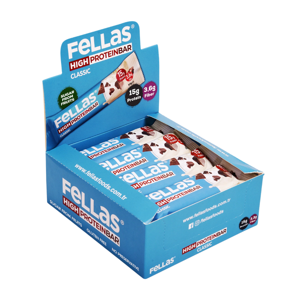 FELLAS Yüksek Protein Bar - Klasik Sade 45g x 12 Adet