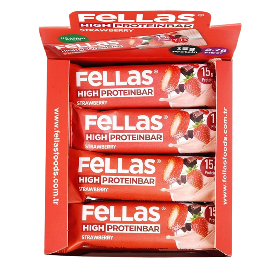 FELLAS Yüksek Protein Bar Çilekli 12 Adet 45g