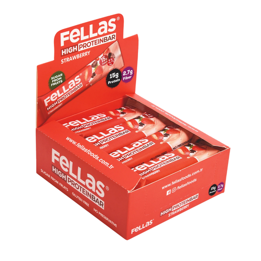 FELLAS Yüksek Protein Bar Çilekli 12 Adet 45g