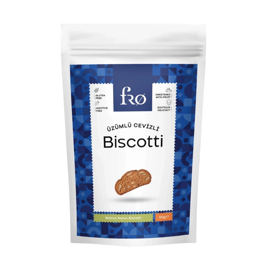 FRO Üzümlü Cevizli Biscotti Kurabiye Atıştırmalık 50g