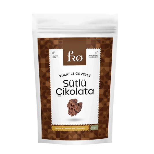FRO Yulaflı Cevizli Sütlü Çikolata Glutensiz Atıştırmalık 50g