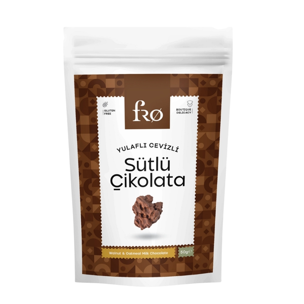 FRO Yulaflı Cevizli Sütlü Çikolata Glutensiz Atıştırmalık 50g