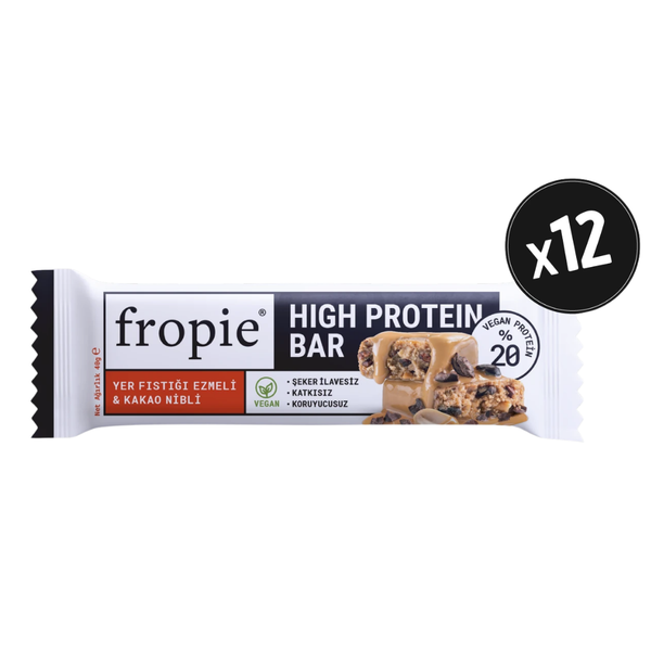 FROPİE Vegan High Protein Bar Yer Fıstığı Ezmeli & Kakao Nibli x12 40g