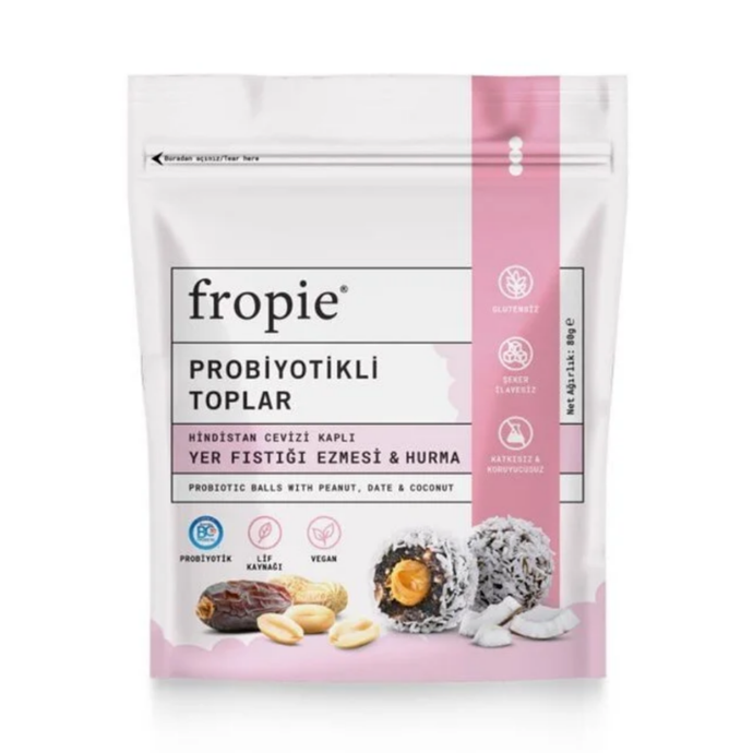 fropie yer fıstıgı ezmeli ve hurmalı probiyotikli toplar 80g
