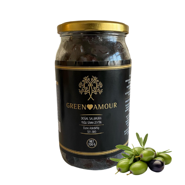 GREEN AMOUR Doğal Salamura Siyah Zeytin 700g