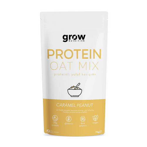 GROW NUTRITION Protein Oat Mix Yulaf Karışımı Caramel Peanut 70g
