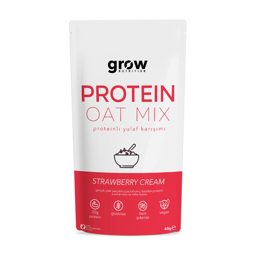 GROW NUTRITION Protein Oat Mix Yulaf Karışımı Strawberry Cream 65g