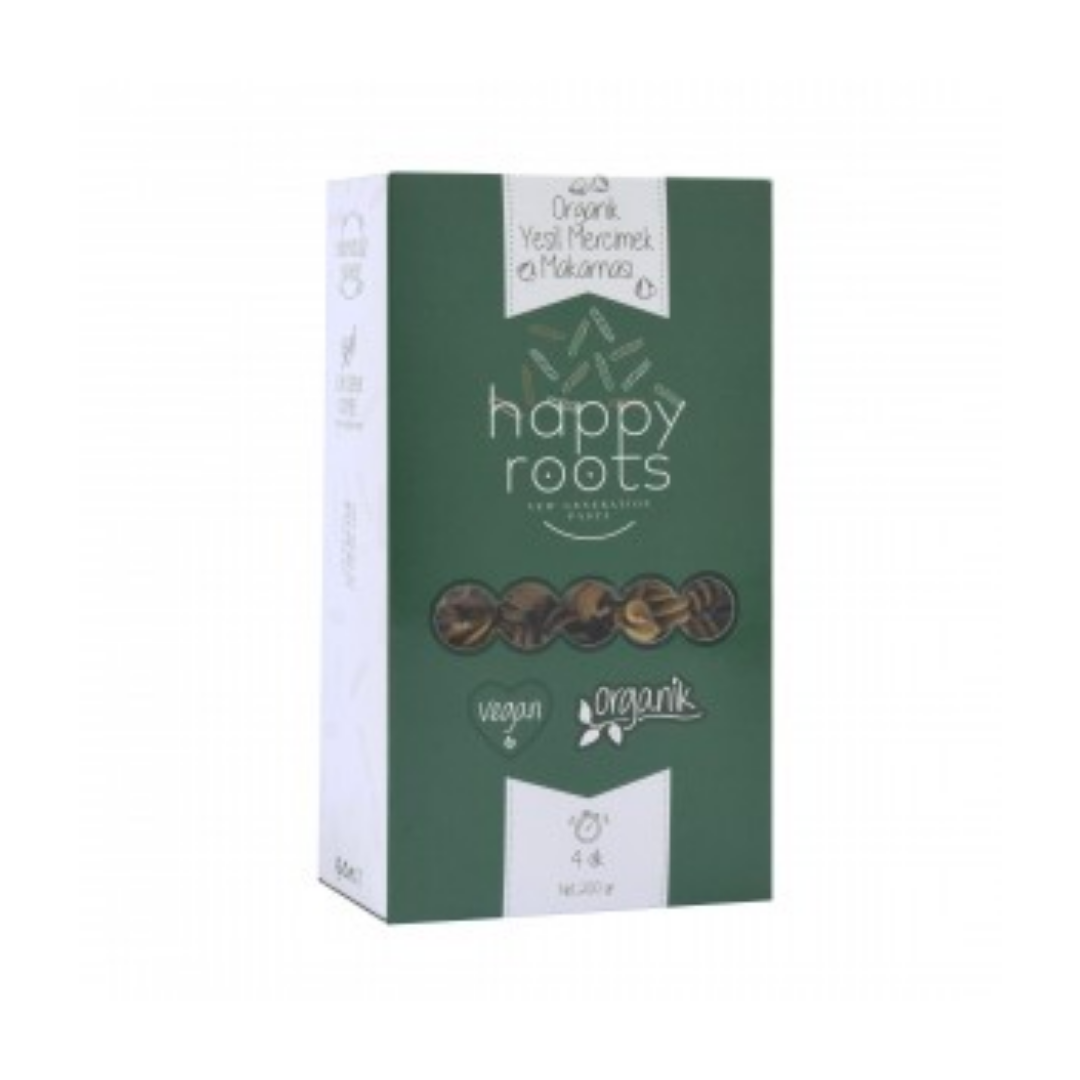 HAPPY ROOTS Organik Yeşil Mercimek Makarnası 200g – Özel Beslenme