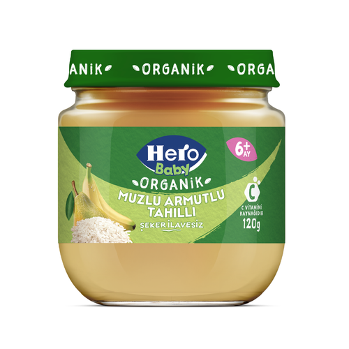 HERO Baby Organik Muzlu Armutlu Tahıllı Kavanoz Maması 120g
