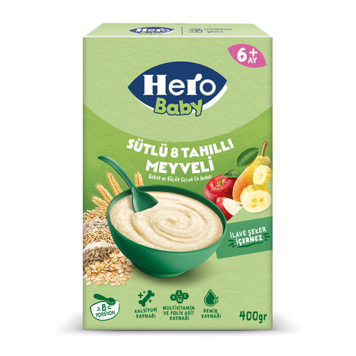 HERO Baby Sütlü 8 Tahıllı Meyveli Kaşık Maması 400g