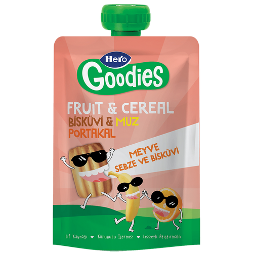 HERO GOODİES Bisküvi - Muz - Portakal Pouch 100g