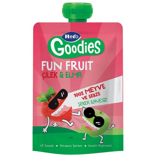 HERO GOODİES Çilekli ve Elmalı Meyve Püresi 100g