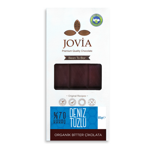 JOVIA Organik Çikolata-%70 Bitter Deniz Tuzlu 85g