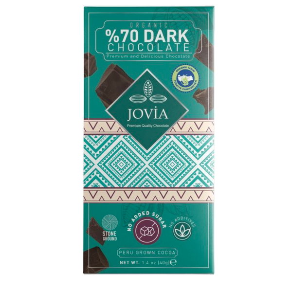 JOVIA Organik %70 Bitter Şekersiz Çikolata 40g