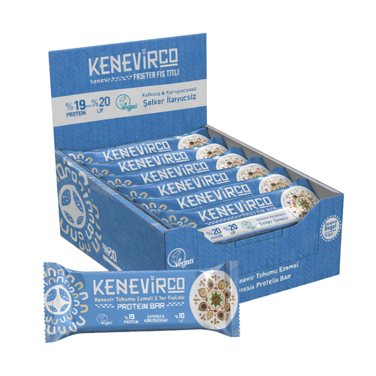KENEVİRCO Kenevir Tohumu Ezmeli Yer Fıstıklı Protein Bar 32g x 12 Adet