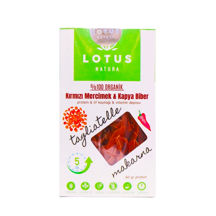 LOTUS NATURA Kırmızı Mercimek & Kapya Biber Tagliatelle Makarna 200g