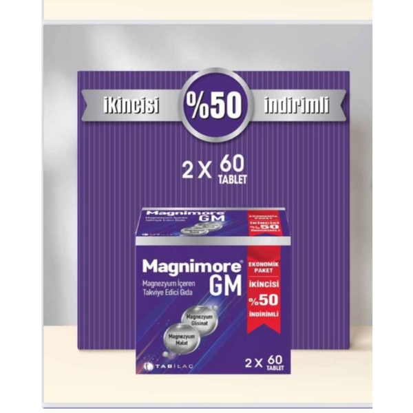 MAGNİMORE GM Magnezyum İçeren Takviye Edici Gıda 2x60 Tablet