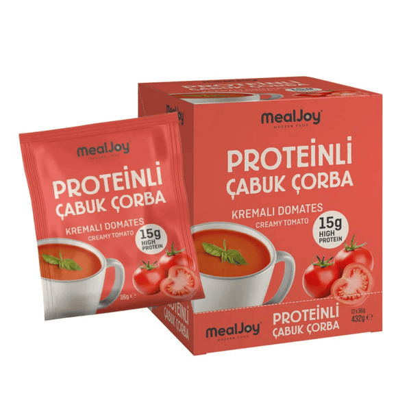 MEALJOY Yüksek Proteinli Çabuk Çorba Kremalı Domates 36g x 12 Adet