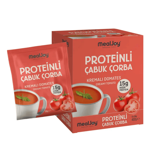 MEALJOY Yüksek Proteinli Çabuk Çorba Kremalı Domates 36g x 12 Adet