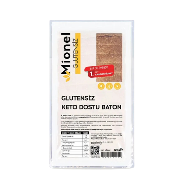MİONEL Glutensiz Keto Dostu Baton Ekmek 320g